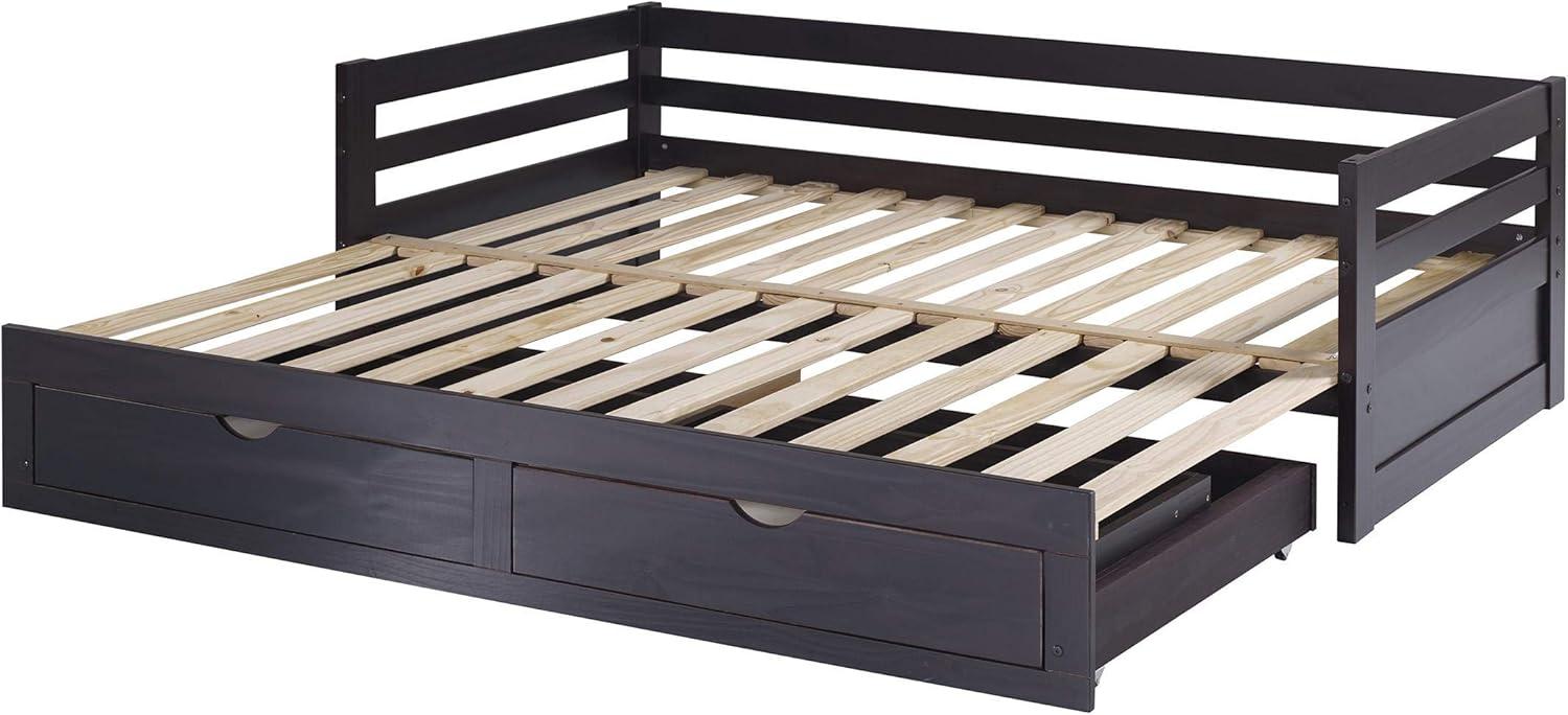 Alaterre Jasper Twin to King Extending Day Bed with Storage Drawers, Espresso