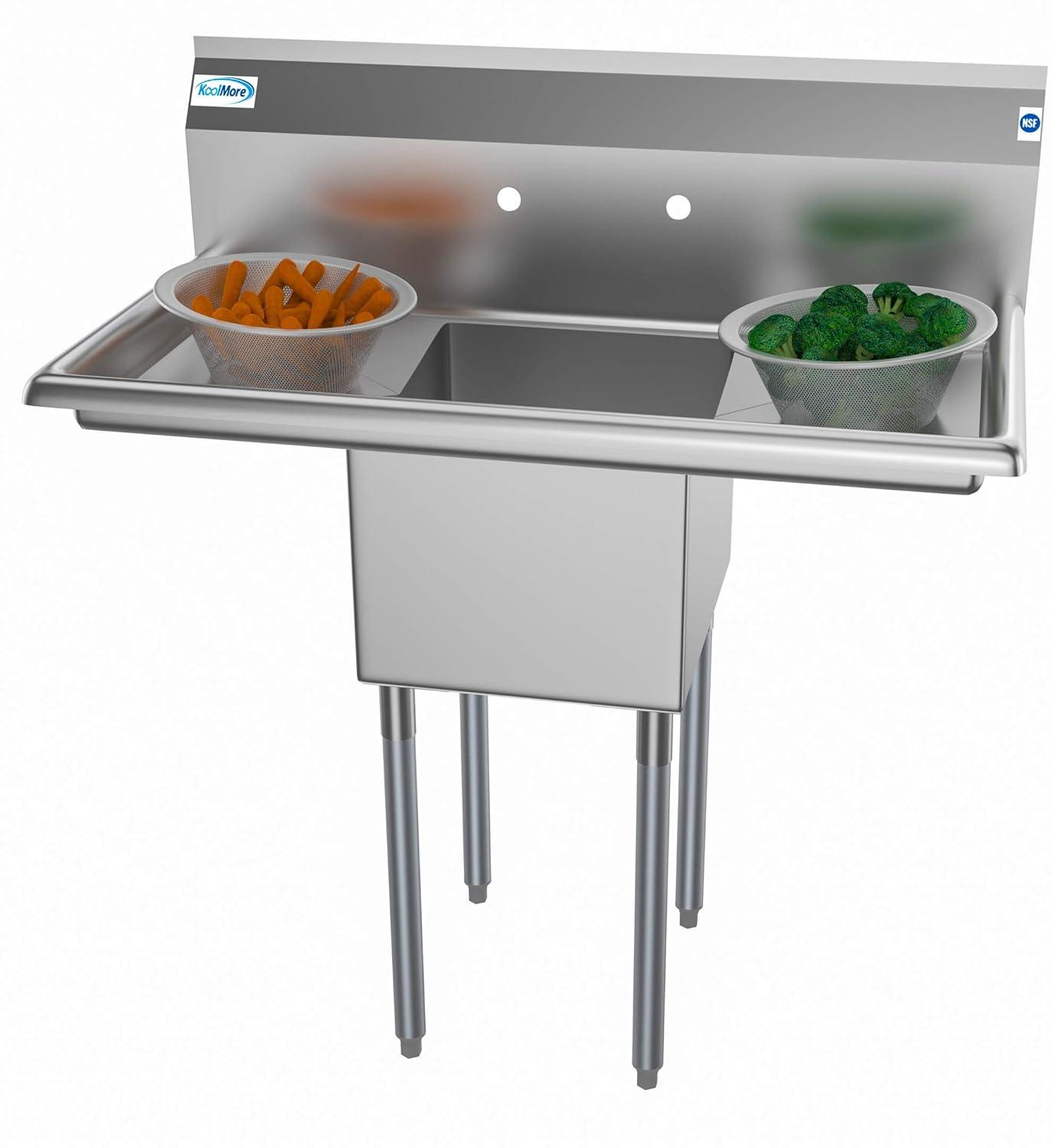 Stainless Steel 1-Compartment Utility Sink with Dual Drainboards