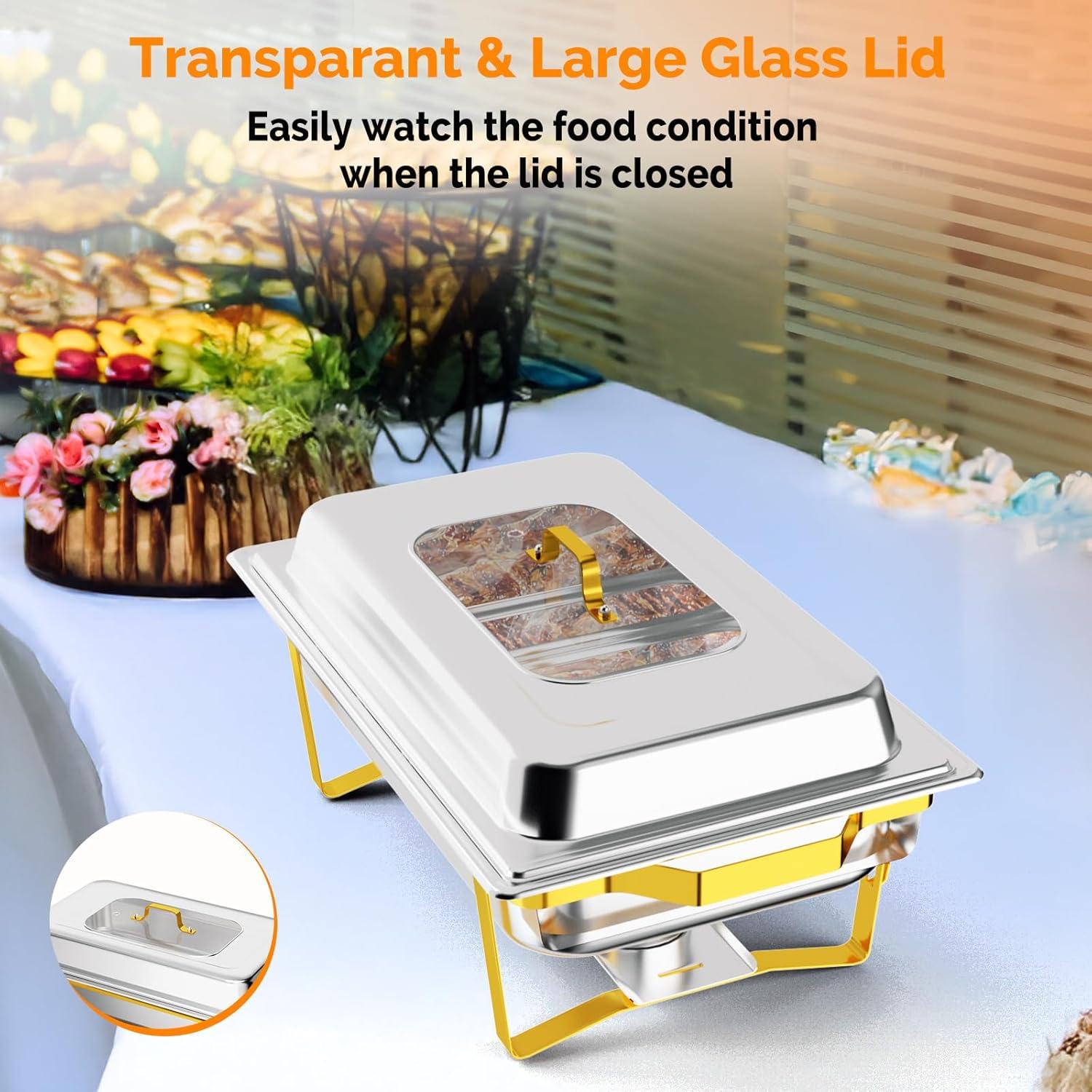 ROVSUN 8 Quart Stainless Steel Silver Chafing Dish Buffet Set 1/3 Food Pan