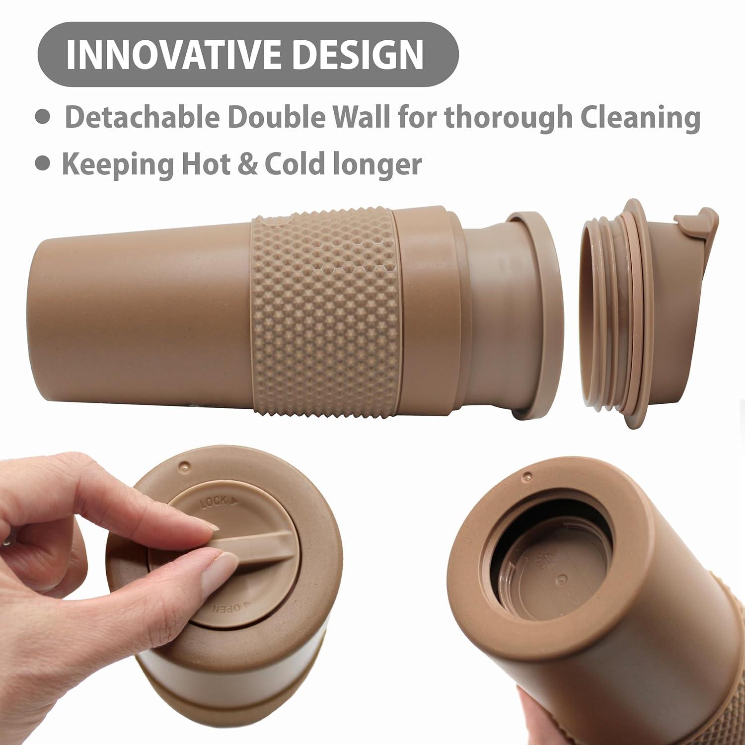 Stephan Roberts 16 oz Coffee Tumblers, Set of 2, Brown, BPA Free