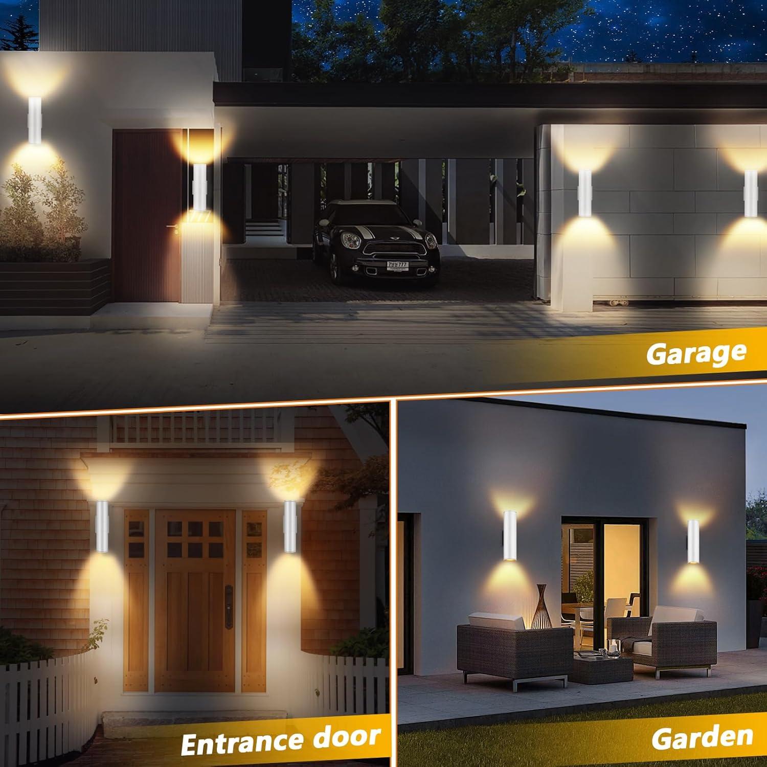 Outdoor Wall Light Fixtures: Cylinder Outdoor Wall Sconce Light - Aluminum Modern Exterior Wall Llights for Porch