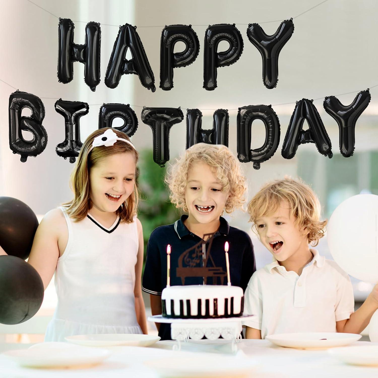 Happy Birthday Balloon Banner Party 16 Inch 3D Aluminum Foil Balloon kit Birthday Party Decor - gold