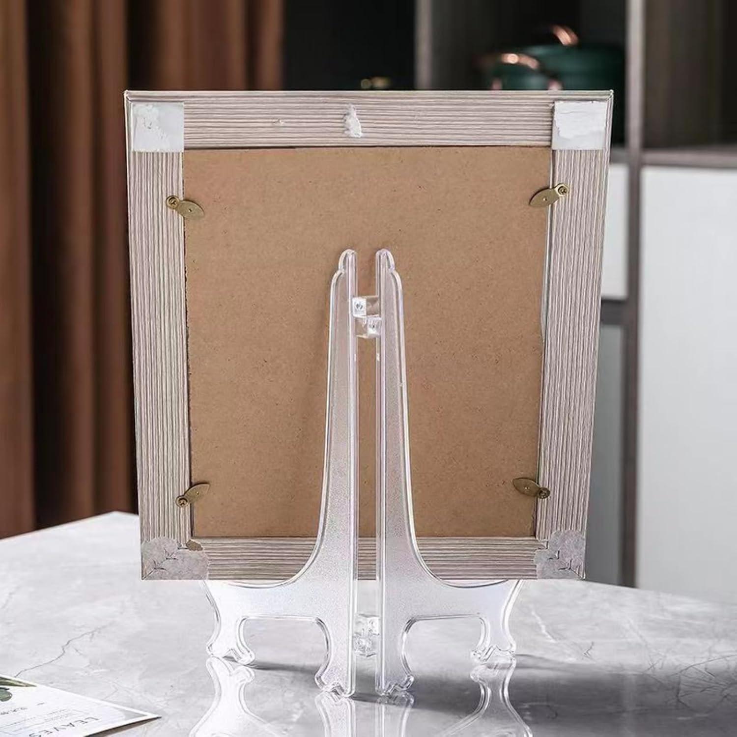 2 Pieces, 9.8 Inches Clear Acrylic Easels Display Stands/Plate Stands for Display Photos Holder Picture Frames or Other Items at Weddings, Birthdays, Home Decoration, Tables