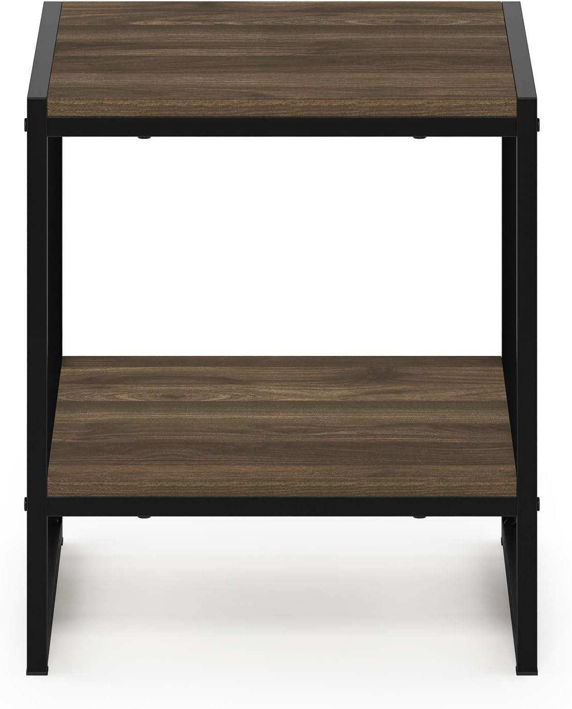 Columbia Walnut Modern Metal-Frame 2-Tier End Table