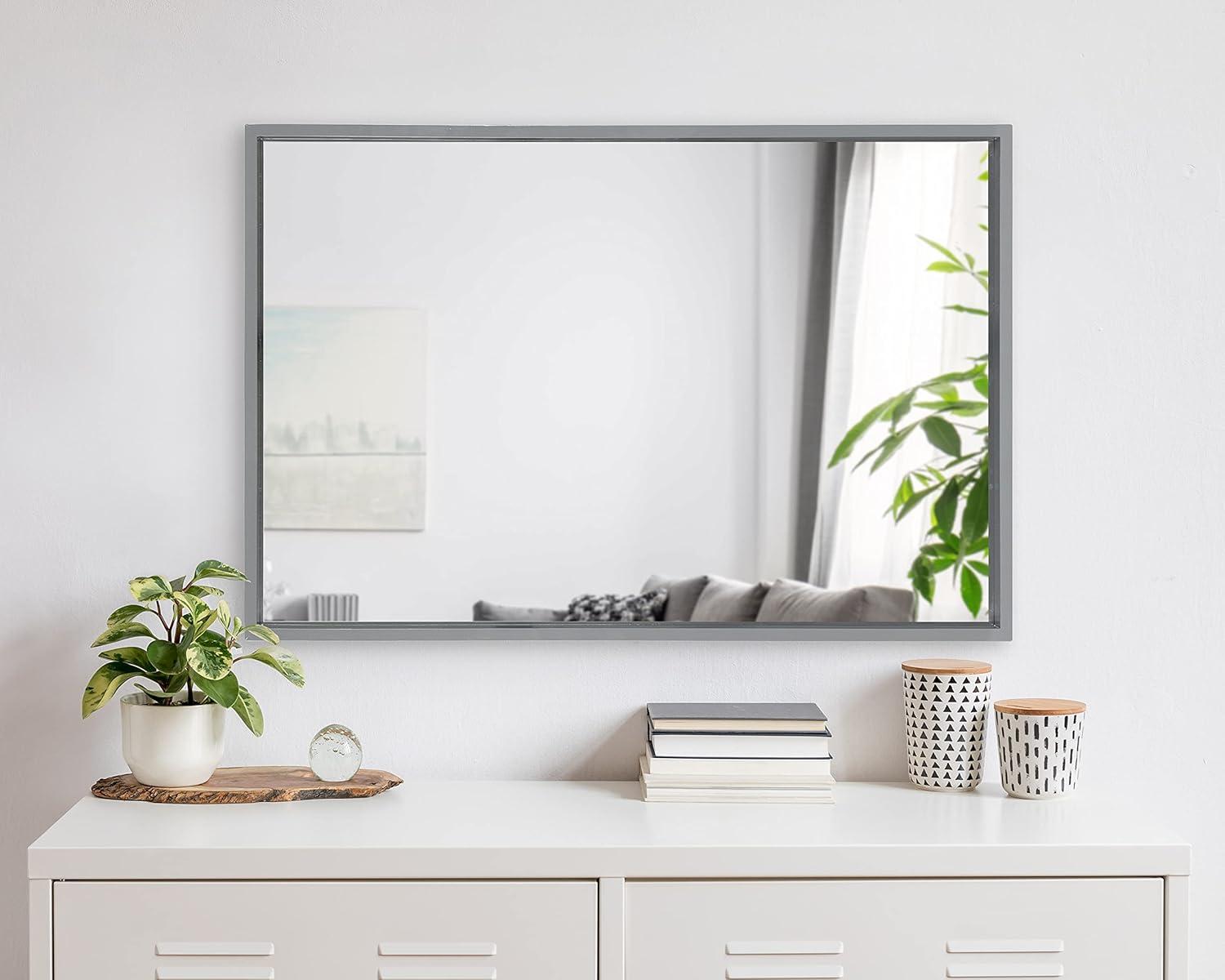24" x 36" Travis Framed Decorative Wall Mirror Gray - Kate & Laurel All Things Decor