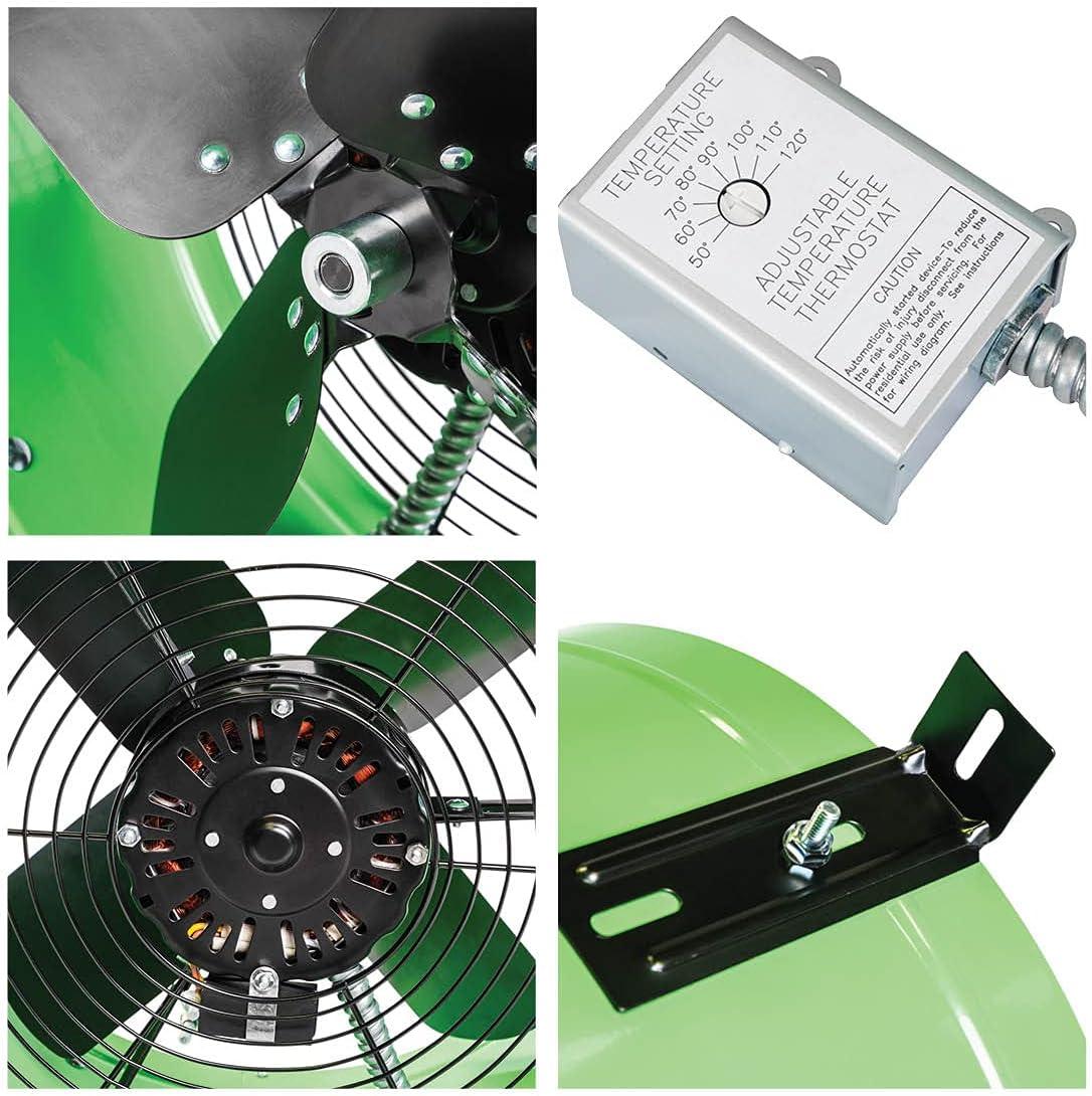 Green Galvanized Steel 15-Inch Gable Mount Attic Fan