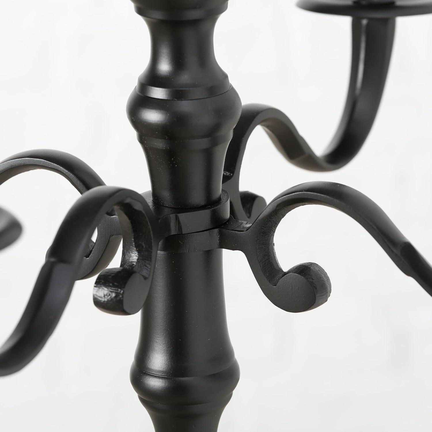 Hamptons Five Candle Candelabra, Rustic Black Finish, Centerpiece, Hand Crafted of Cast Aluminum Nickel, Tall, Over 3 FT High, (41.25  Inches)