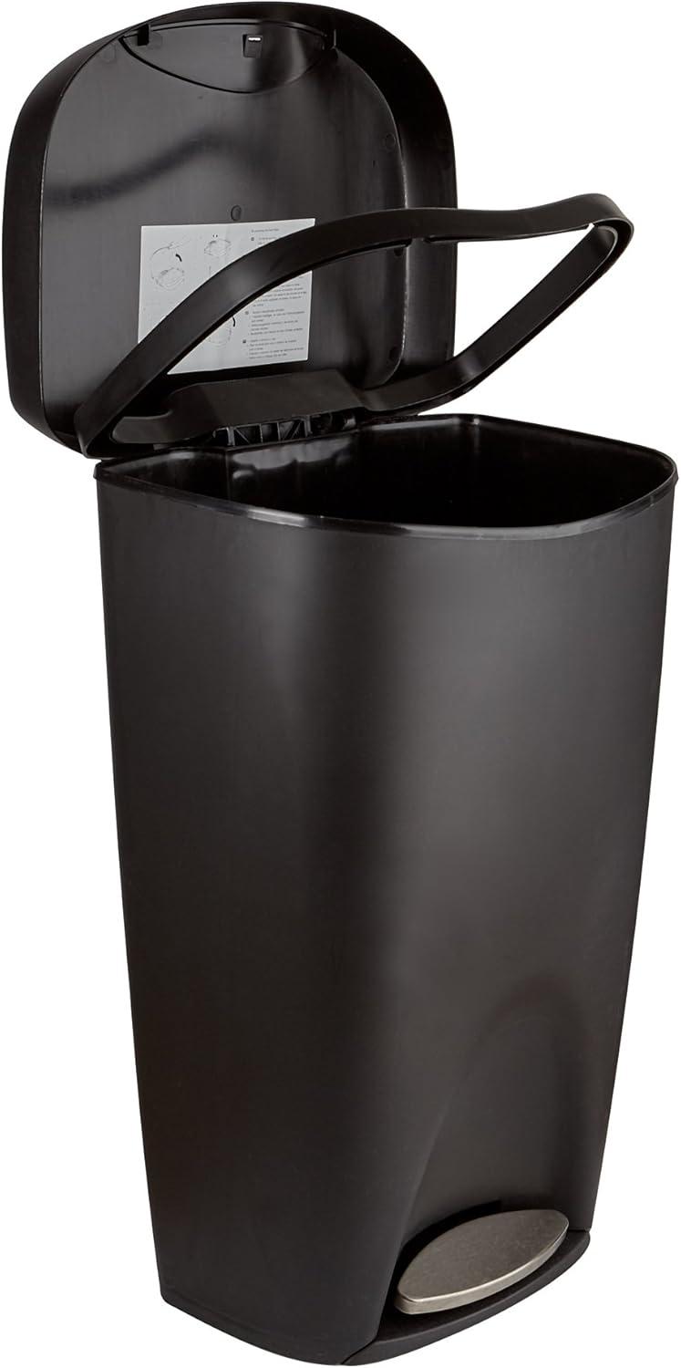 Umbra 13gal Brim Step Trash Can Black/Nickel: Kitchen Trash Can, 50 Quart, Indoor, Polypropylene, Spot Clean