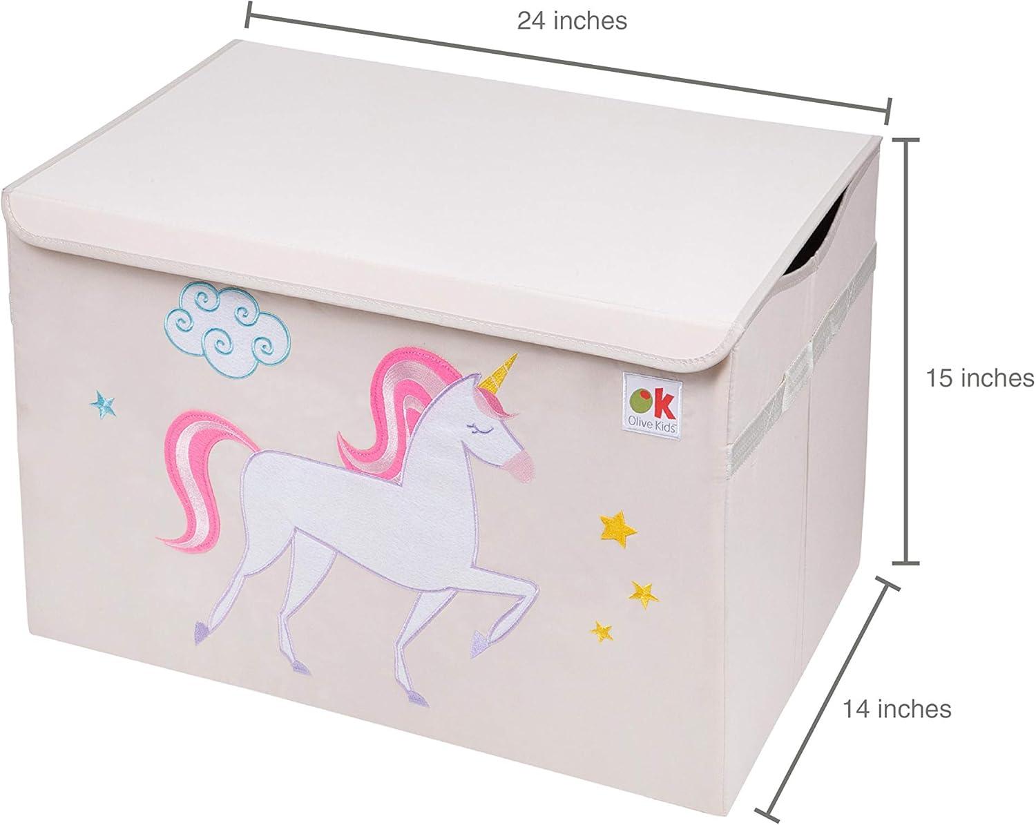 Unicorn Beige Fabric Foldable Toy Storage Chest