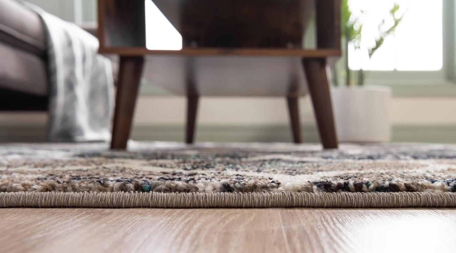 Unique Loom 2' 0 x 3' 0 Trellis Frieze Rounded Blue Multi Area Rug