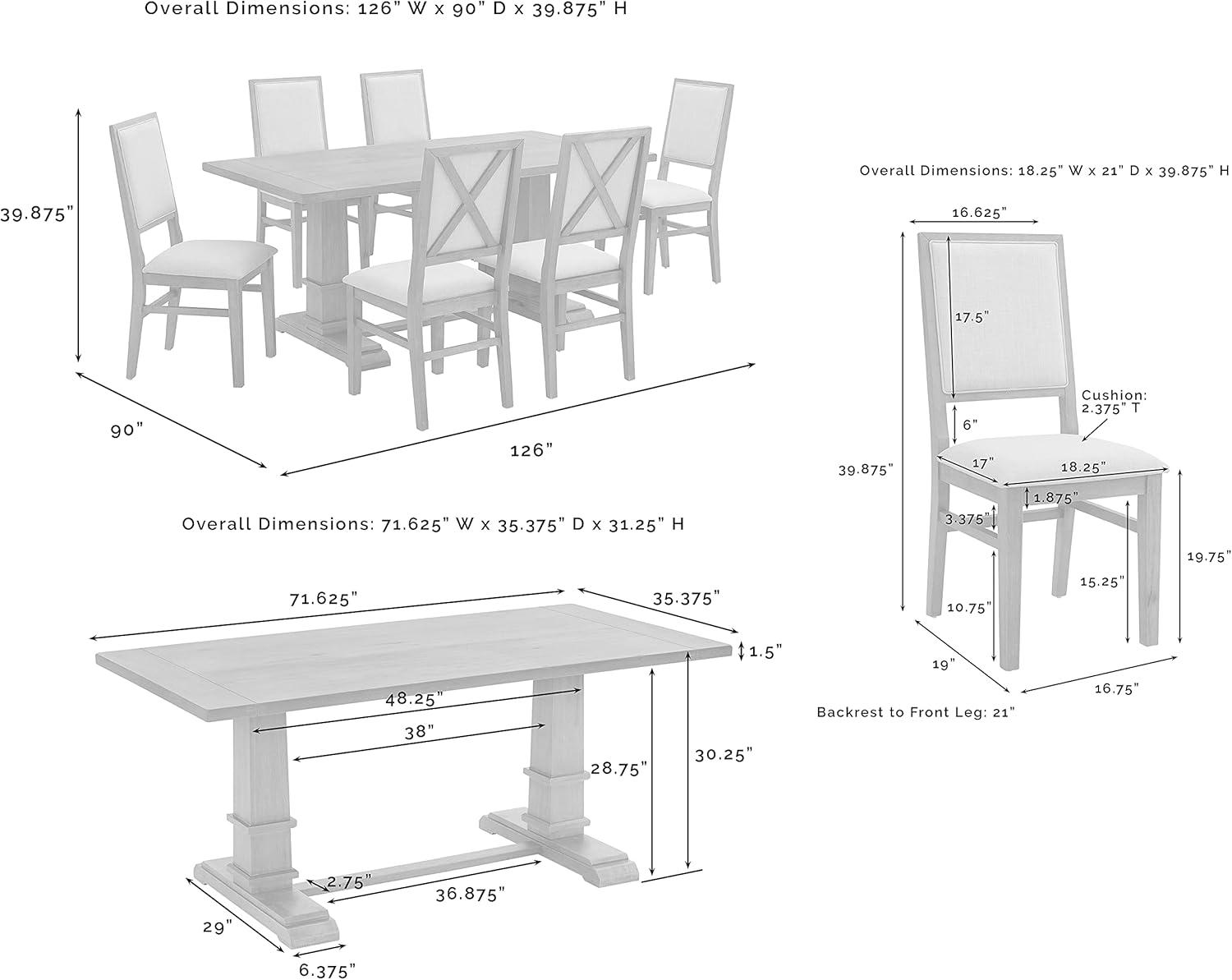 7pc Joanna Dining Set with 6 Upholstered Back Chairs Rustic Brown - Crosley