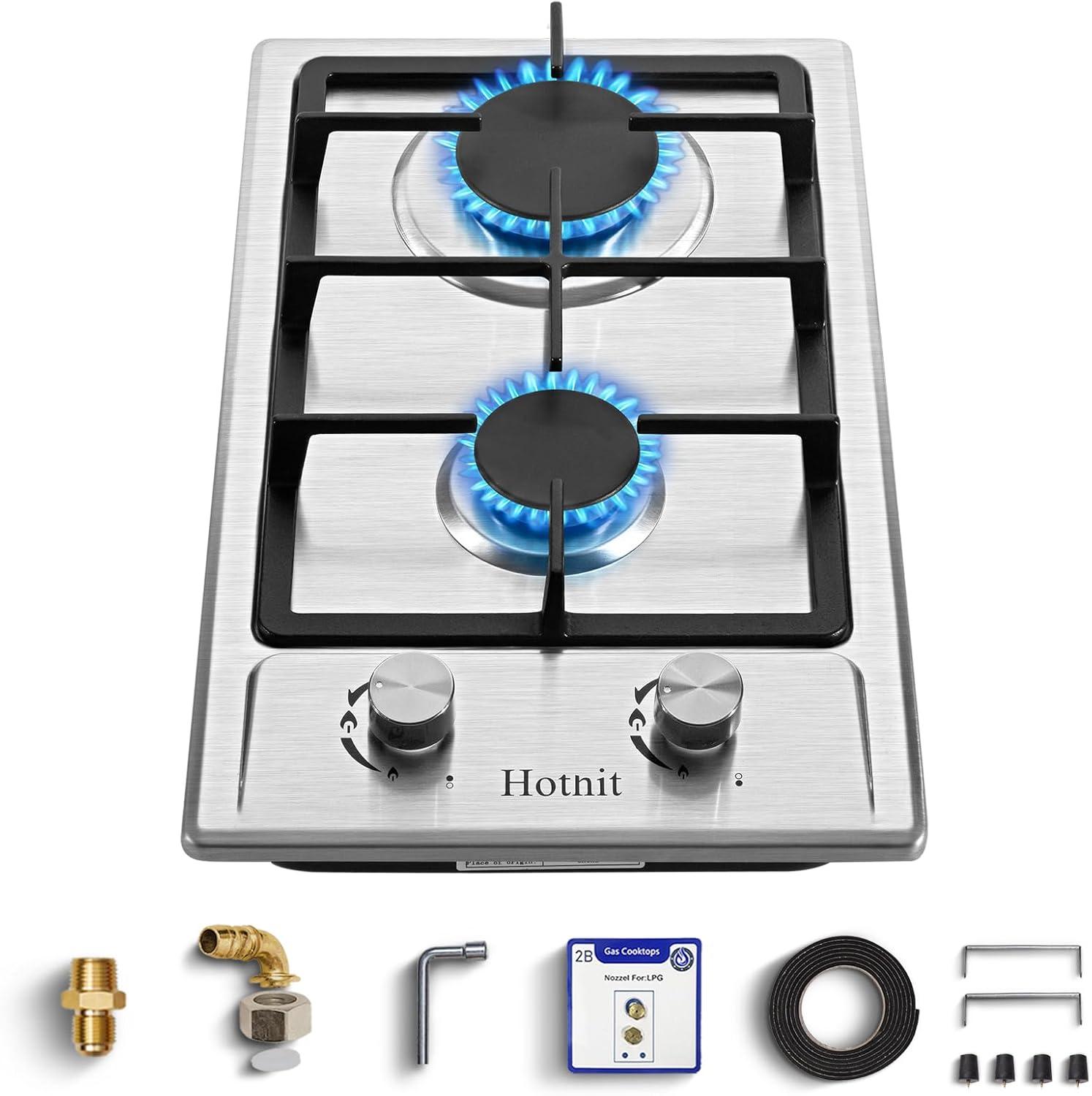 12" Stainless Steel 2-Burner Propane Gas Cooktop