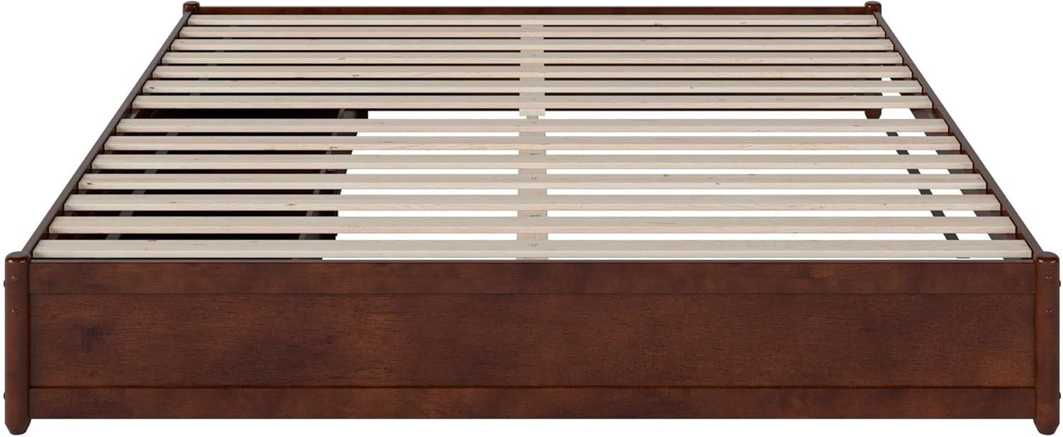 Barcelona King Solid Wood Panel Platform Bed with Storage Drawers in Walnut