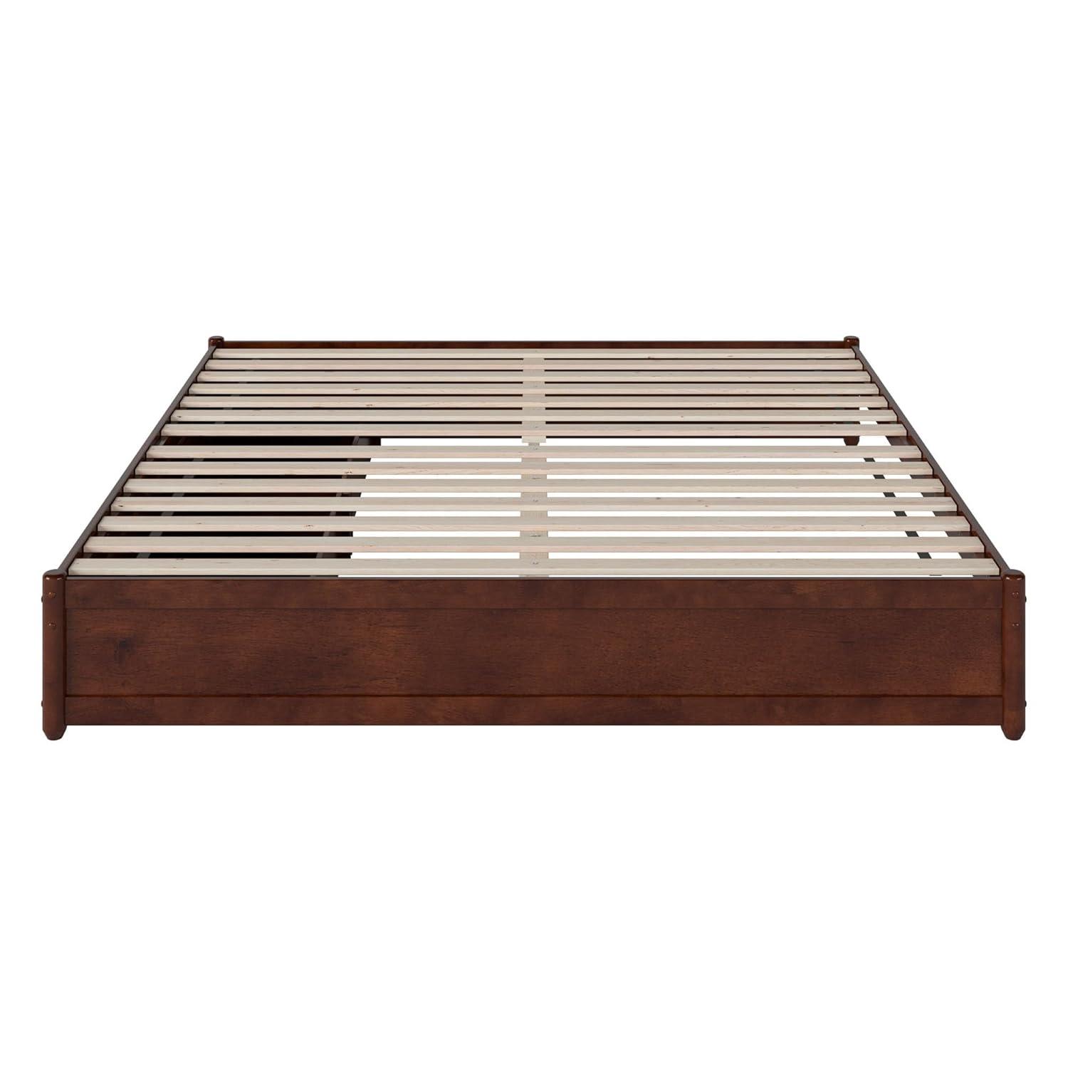 Barcelona King Solid Wood Panel Platform Bed with Storage Drawers in Walnut