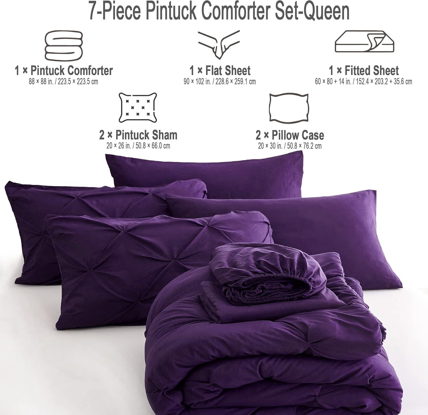 Queen Purple Microfiber Reversible Bed in a Bag Set