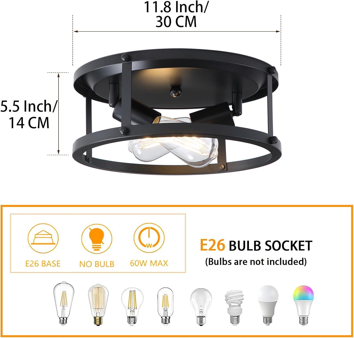 Matte Black Farmhouse Flush Mount Ceiling Light Set