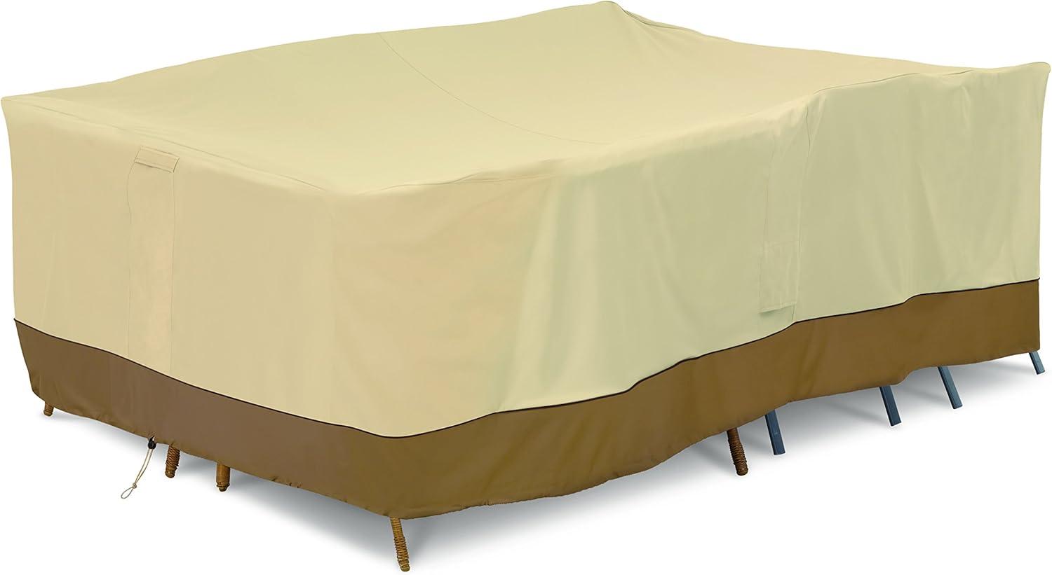 Extra Large Beige and Brown Water-Resistant Patio Furniture Cover