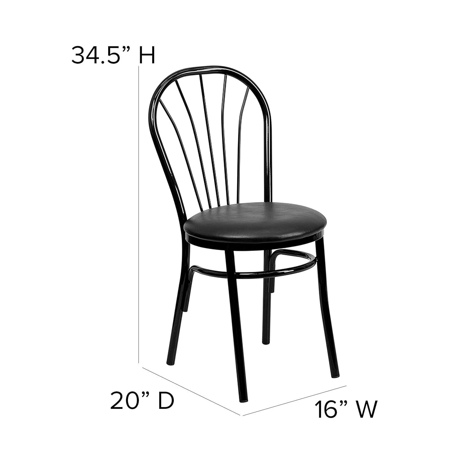 Flash Furniture HERCULES Series Fan Back Metal Chair - Black Vinyl Seat