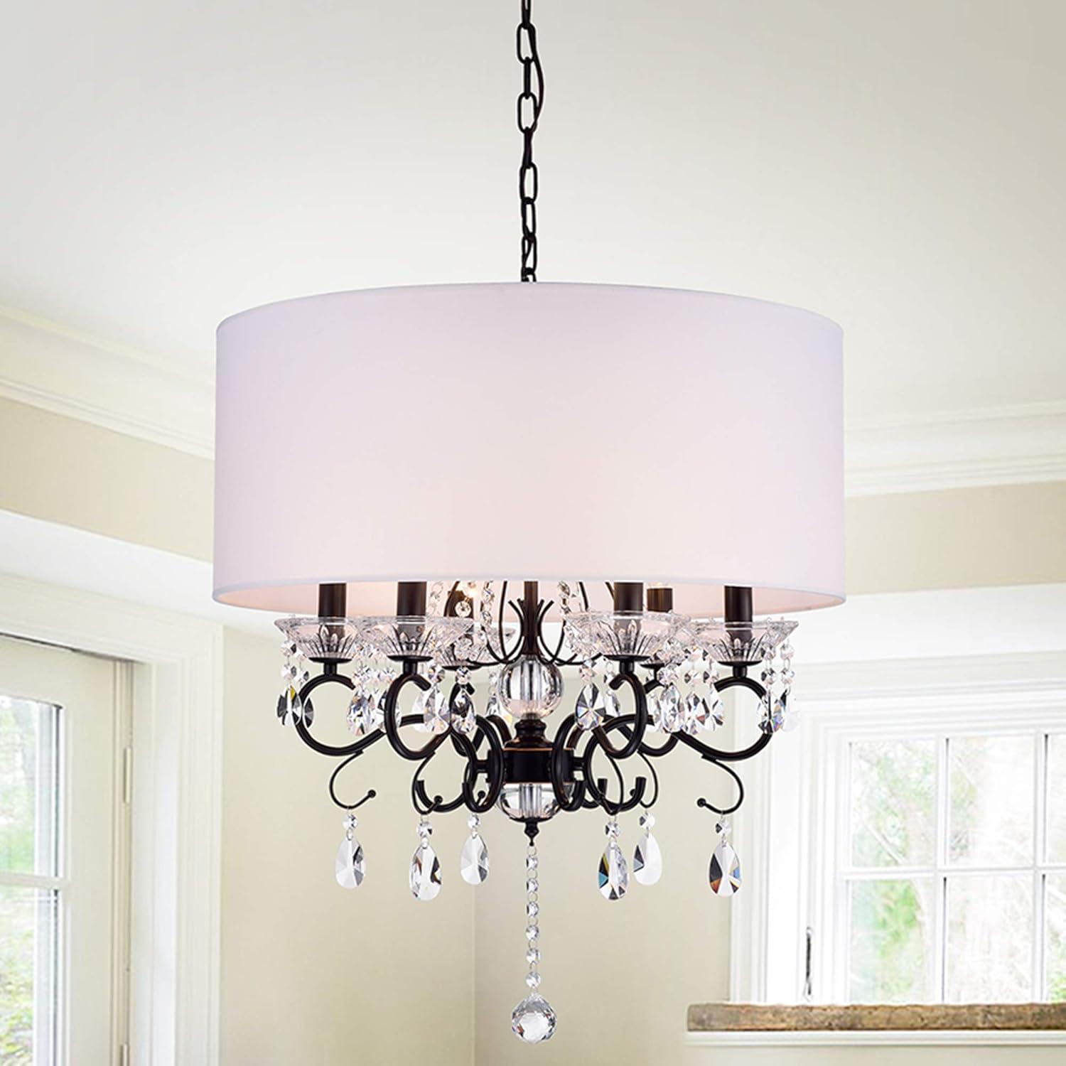 Warehouse of Tiffany RL9270ORB Ninian 25 in. 6-Light Indoor Chrome Finish Chandelier with Light Kit