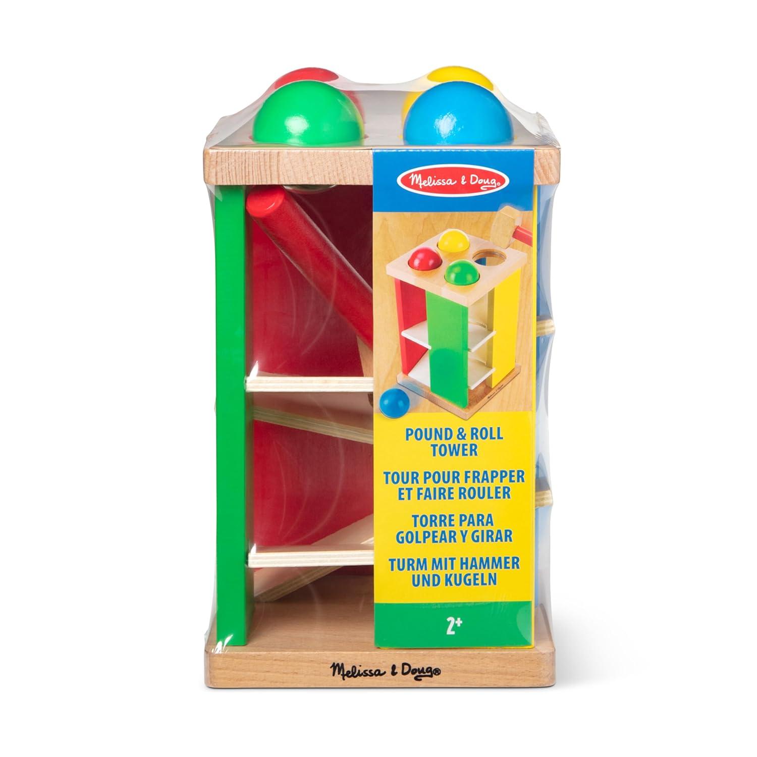 Melissa & Doug Deluxe Pound and Roll Wooden Tower Toy With Hammer