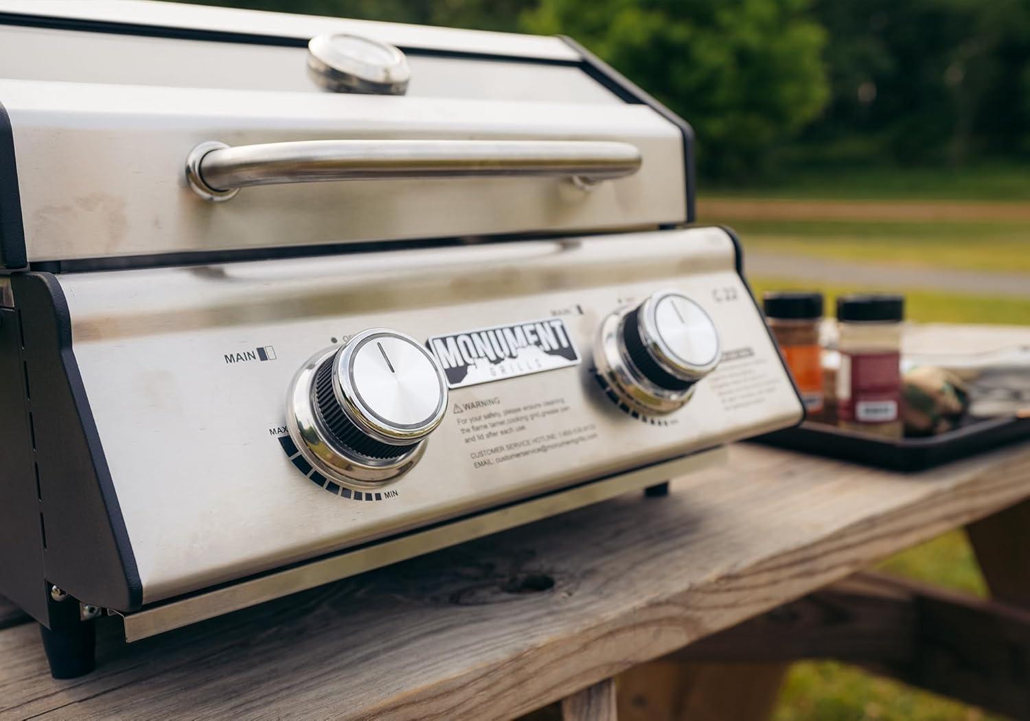 Monument Grills, Clearview 2 - Burner Portable Stainless Liquid Propane 15000 BTU Gas Grill