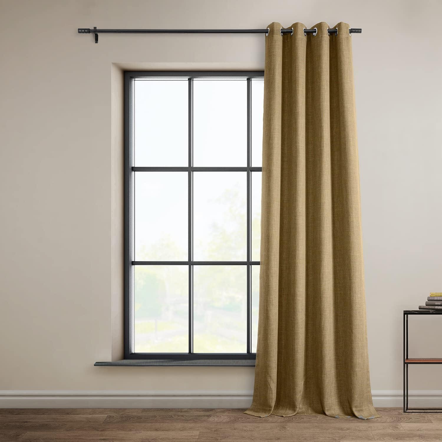 Butterscotch Faux Linen Room Darkening Grommet Curtain Panel