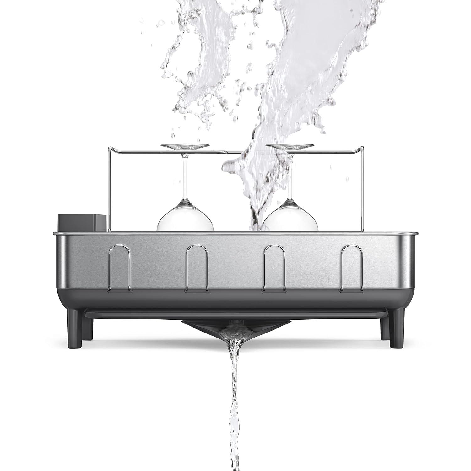 Simplehuman Kitchen Dish Drying Rack, Brushed Stainless Steel