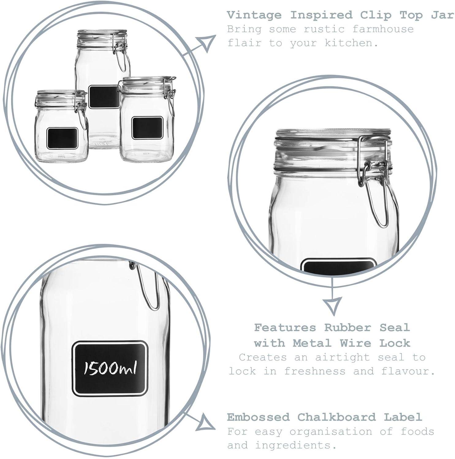 Bormioli Rocco Fido Airtight Vase with Chalkboard Label, Glass, L 1, Small