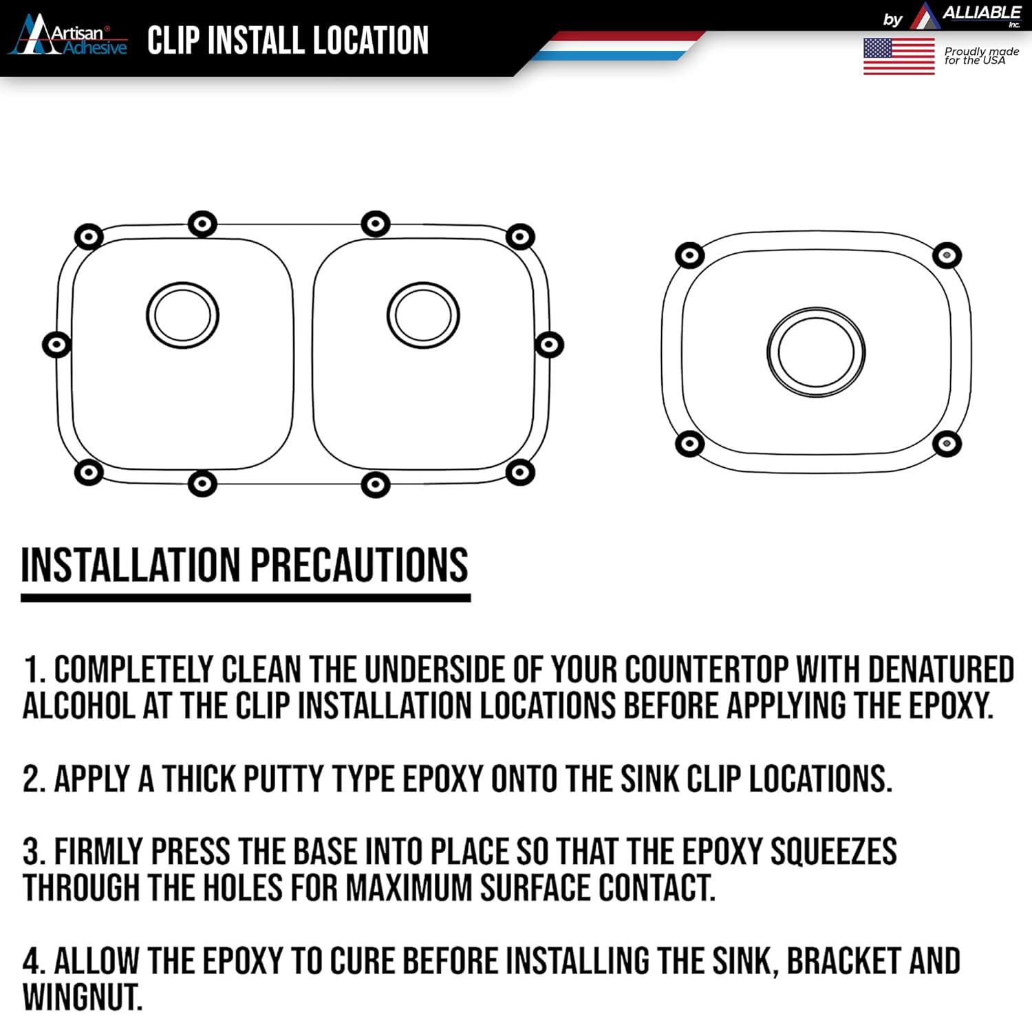 PREMIUM Sink Clips-10 Pack Kit, Undermount Sink Clips, Sink Brackets, Bathroom Sink Clips, Kitchen Sink Clips, Epoxy Sink Clips, Sink Clip, Heavy Duty Sink Clips