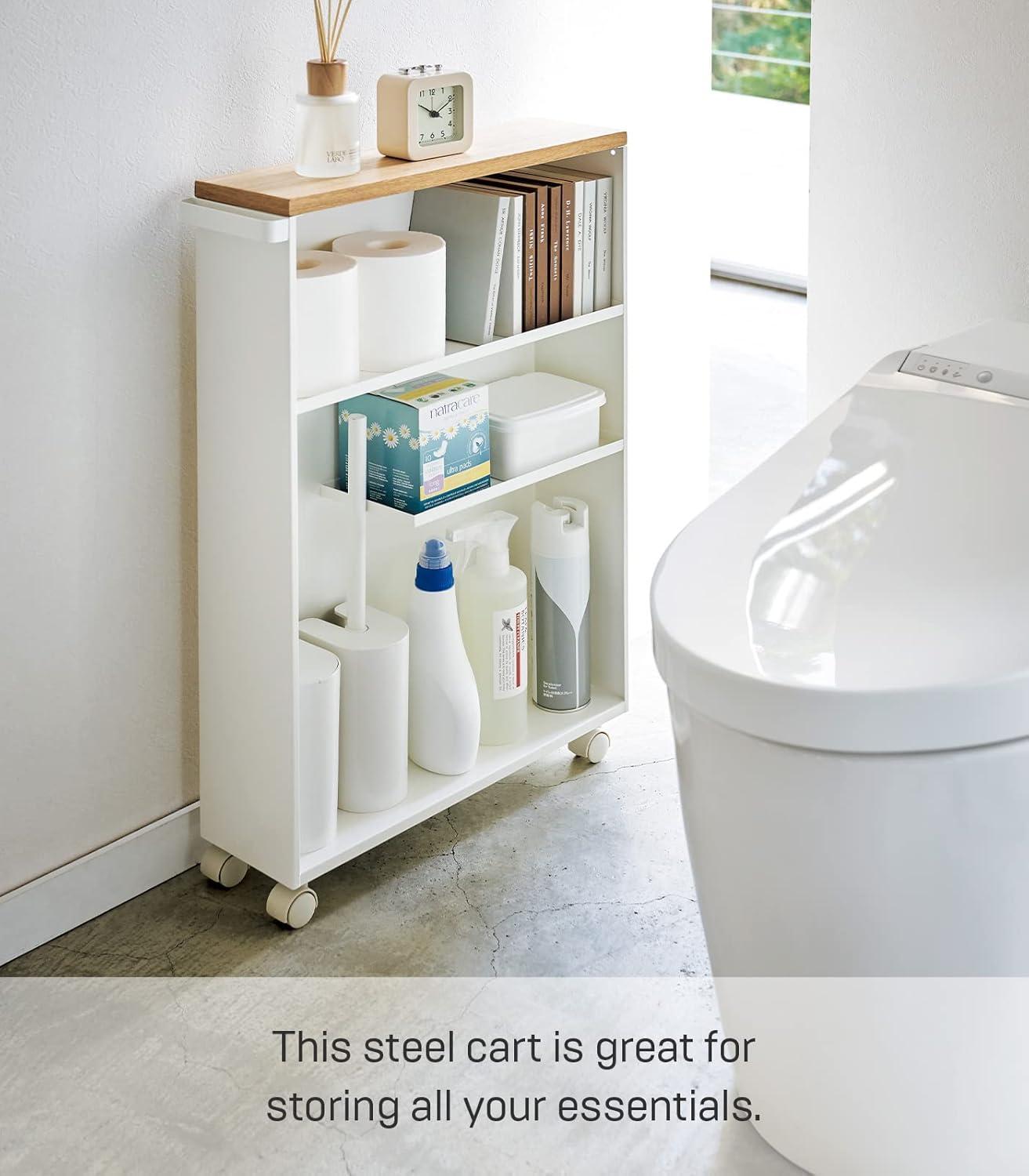 Yamazaki White Rolling Bathroom Cart