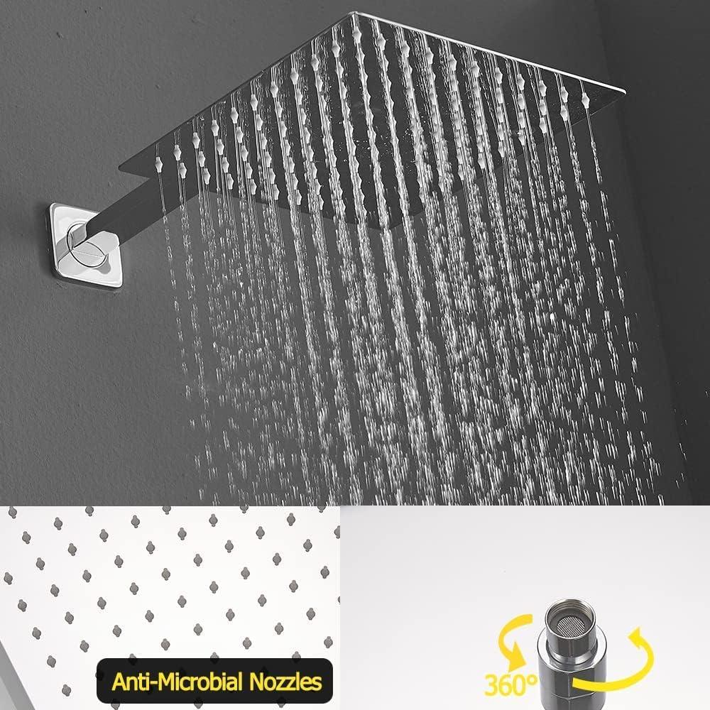 10-Inch Polished Chrome Square Rain Shower System with Handheld