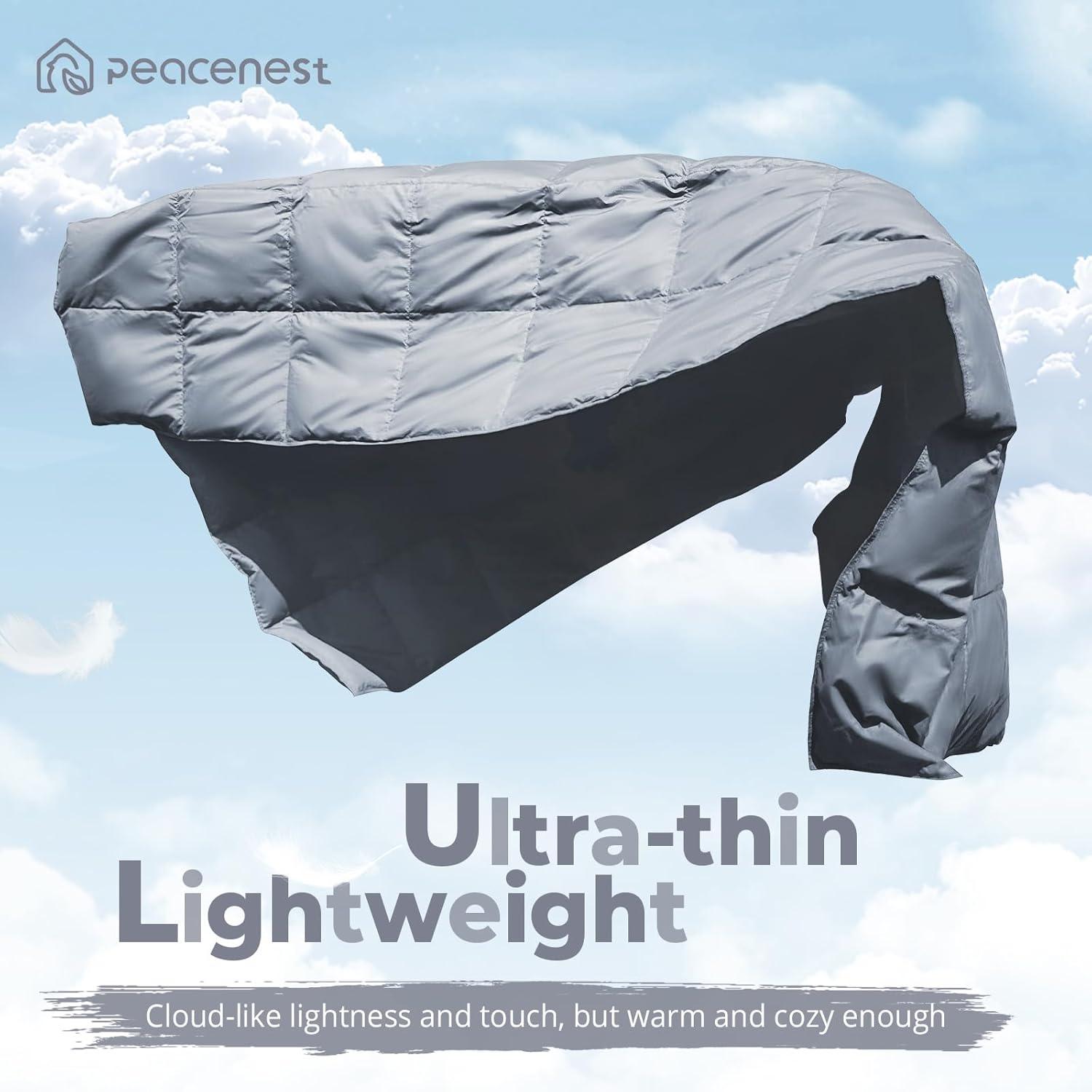 Puredown Natural UltraFeather Down Throw Blanket 50x70 Peach Skin Fabric