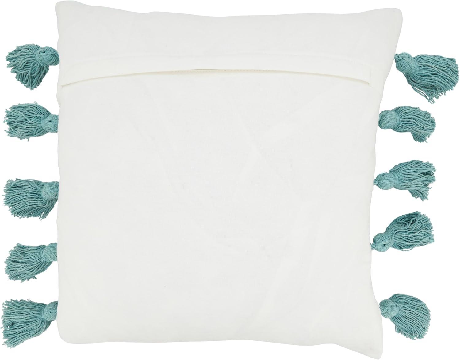 Saro Lifestyle Tassel Fantasy Stripe Poly Filled Throw Pillow, Mint, 18"x18"