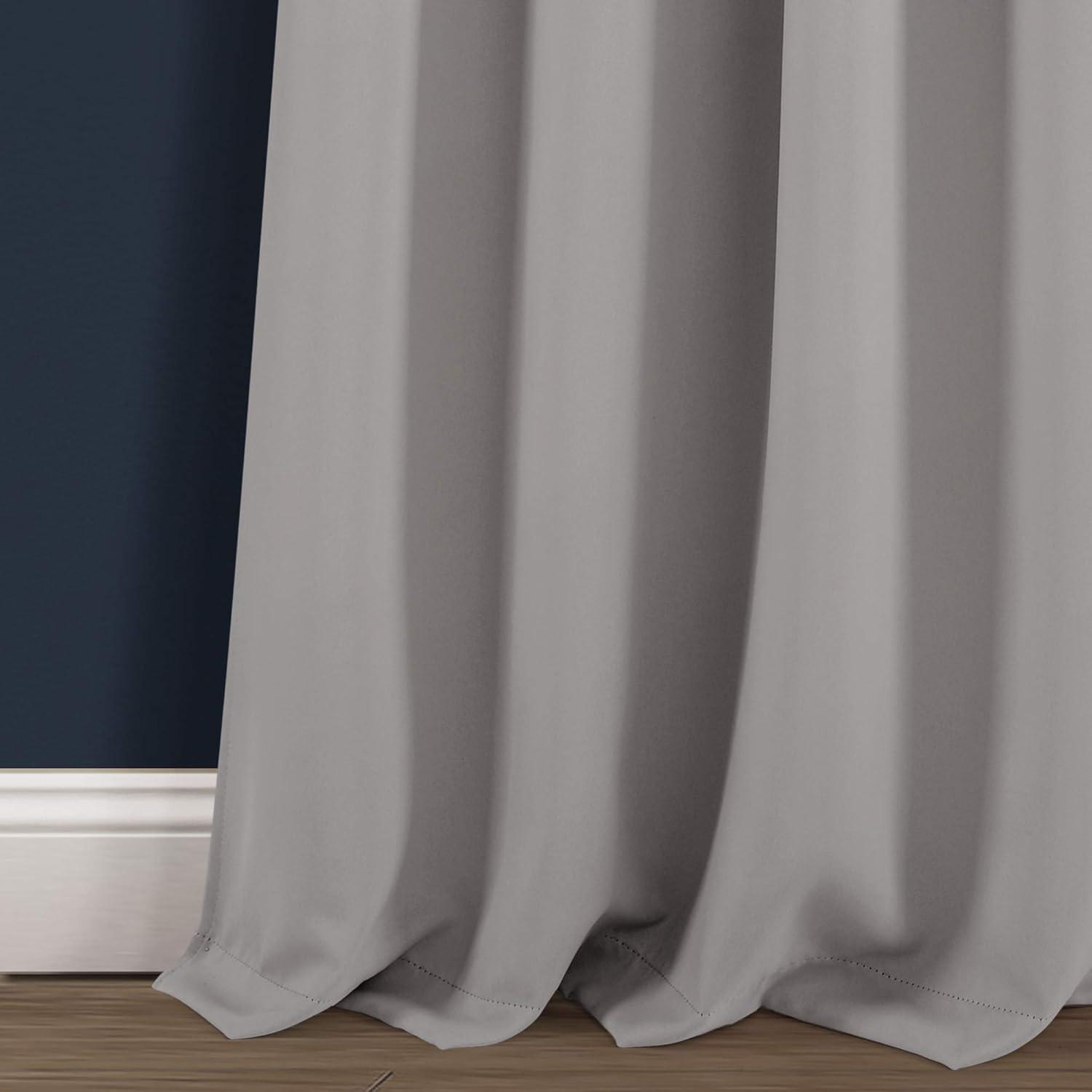 Light Gray Knotted Tab Top Blackout Curtain Panels, 95" x 52"