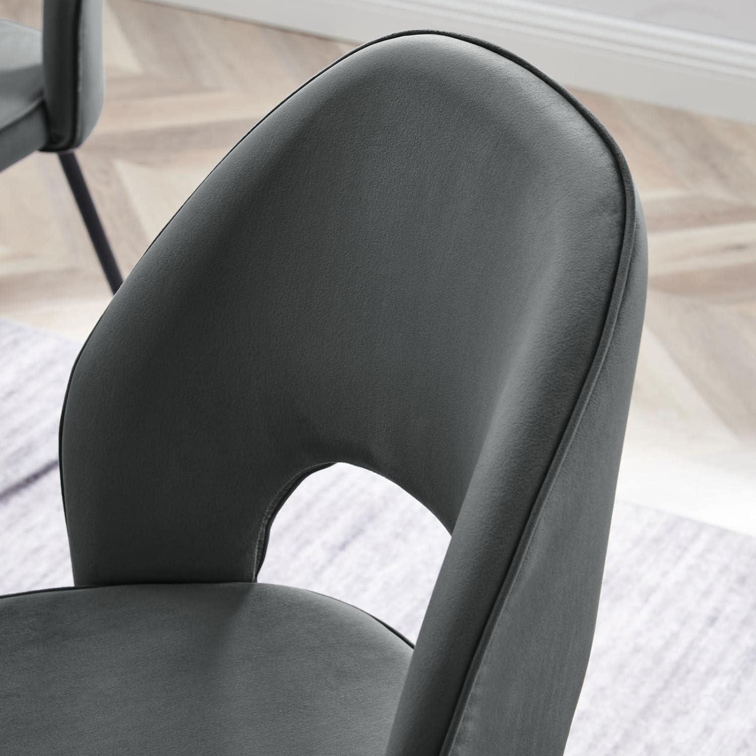 Modway Nico 18.5" Velvet Dining Chairs in Gray/Black (Set of 2)