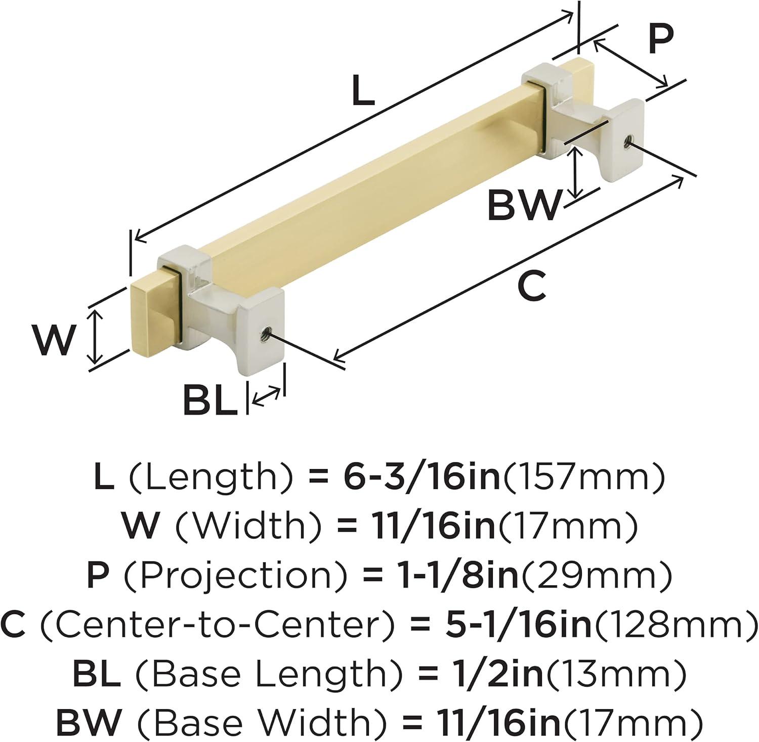 Brushed Gold and Satin Nickel Bar Cabinet Pull with Mounting Hardware