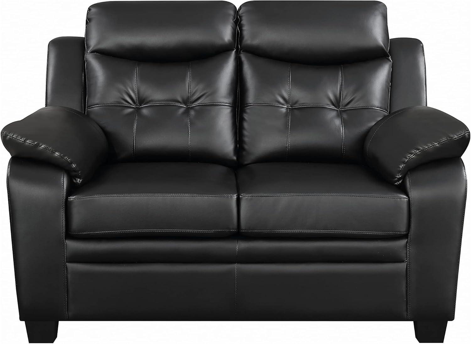 Coaster Leather Sofa Black Finish 506551