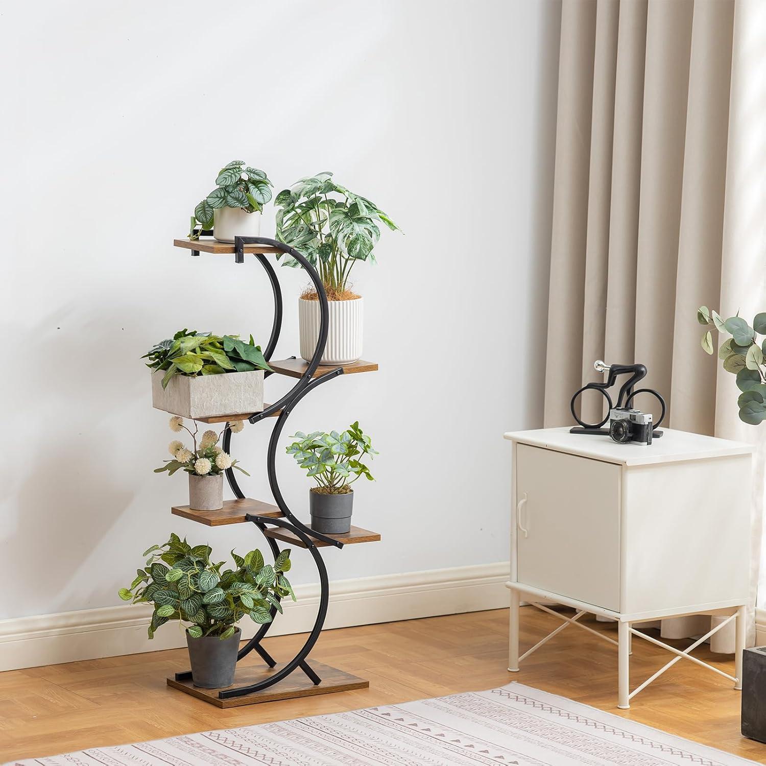 CHPHI Plant Stand Indoor 6-Tier wrought iron Plant Stand Green Indoor Tiered Use Office Home Decor, Flower Pot Holder Shelf for Living Room, Patio, Balcony