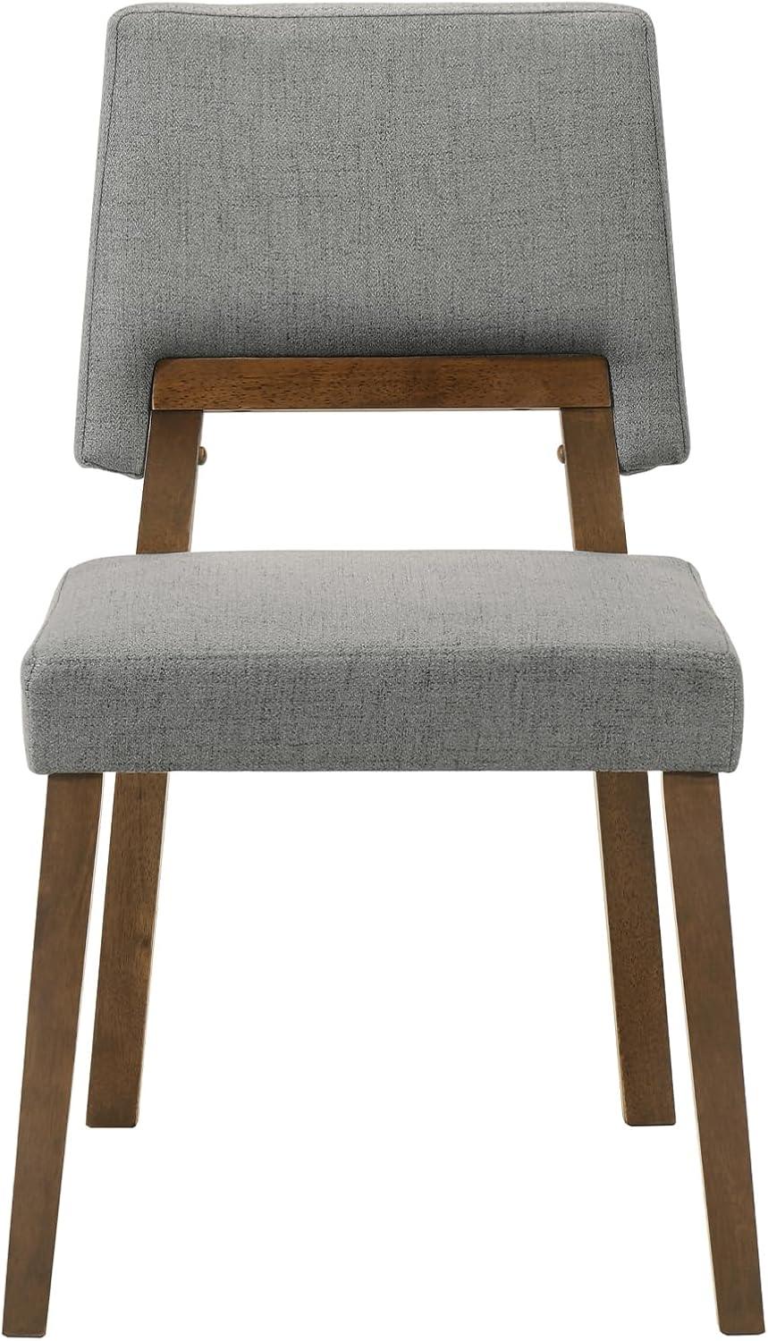 Channell Wood Dining Chair in Walnut Finish with Charcoal Fabric - Set of 2