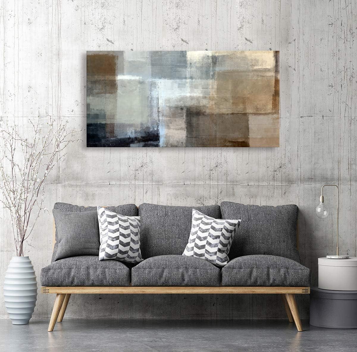 Abstract Gray and Brown Canvas Print Wall Art, 20x40 Inch