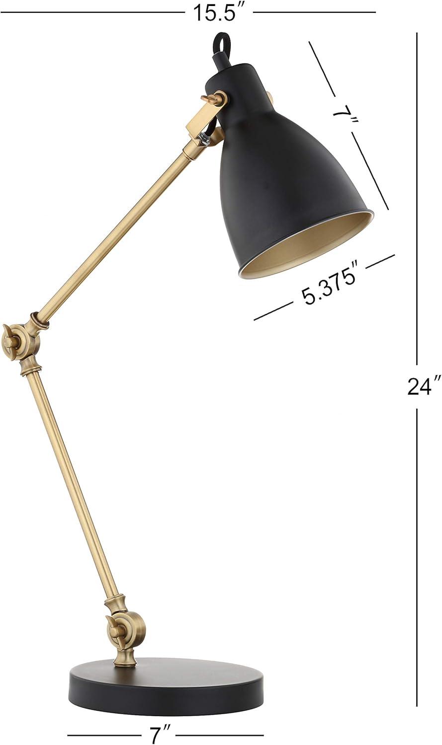 Adjustable Black and Brass LED Desk Lamp with Dome Shade