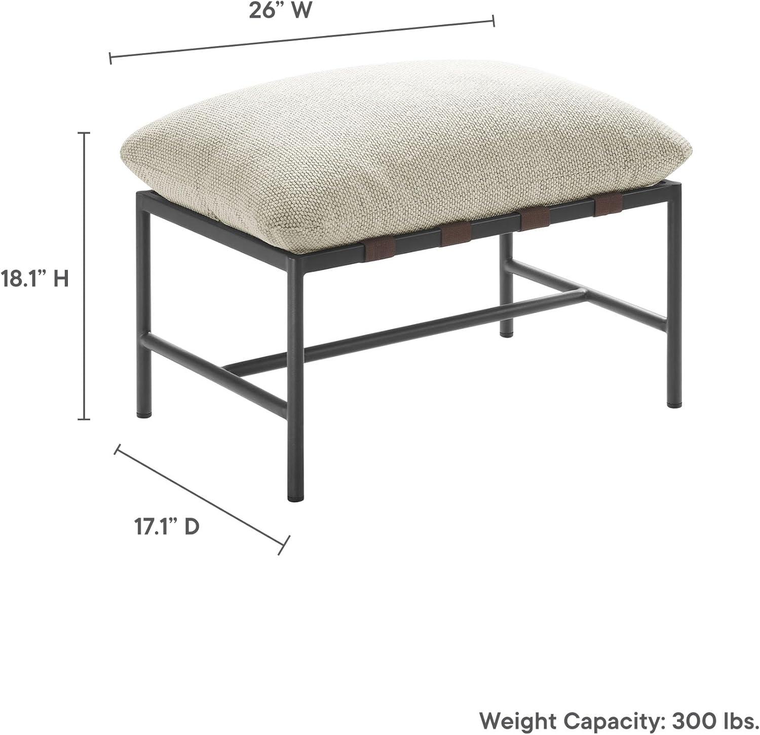 Modway Raya Outdoor Patio Boucle Ottoman in Ivory