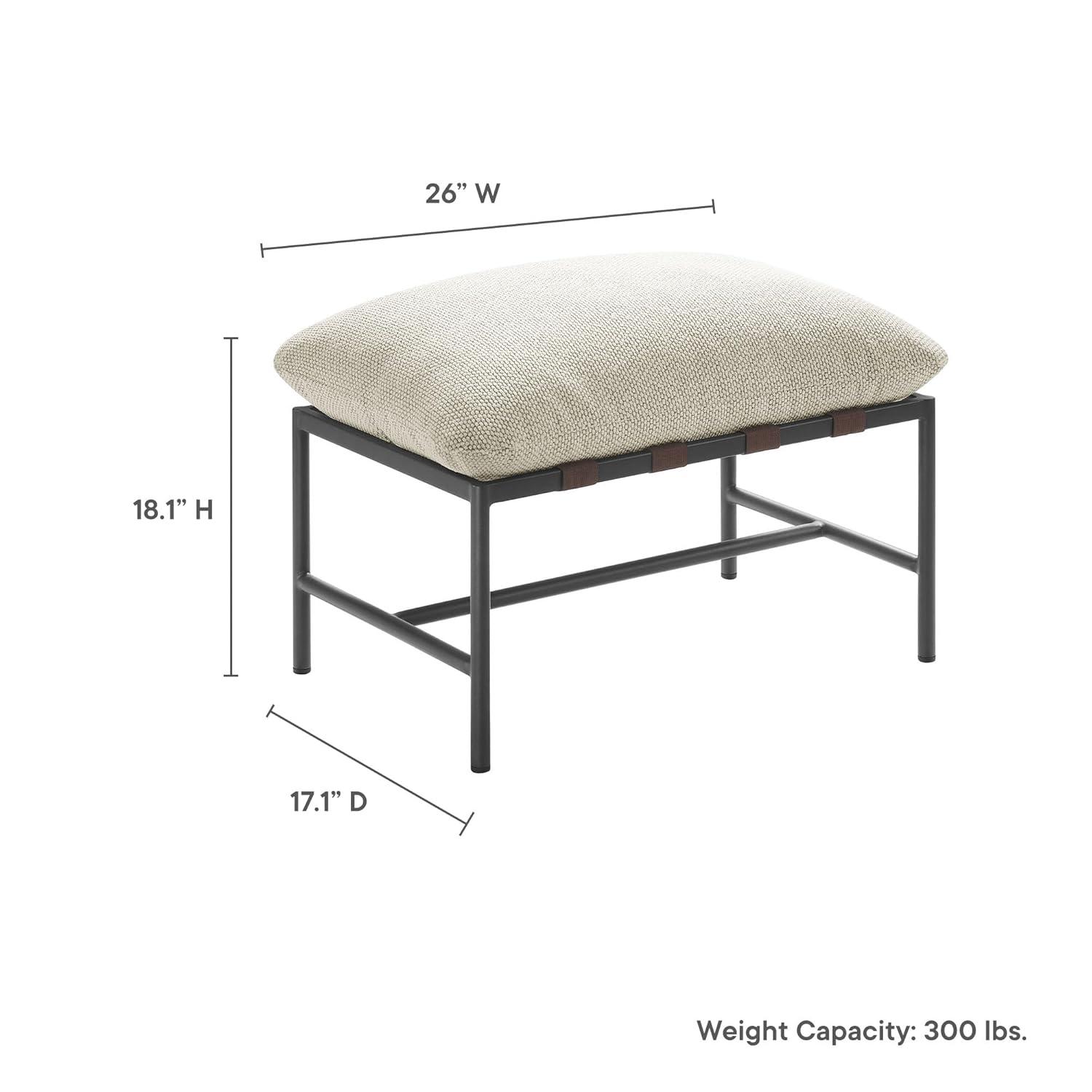 Modway Raya Outdoor Patio Boucle Ottoman in Ivory