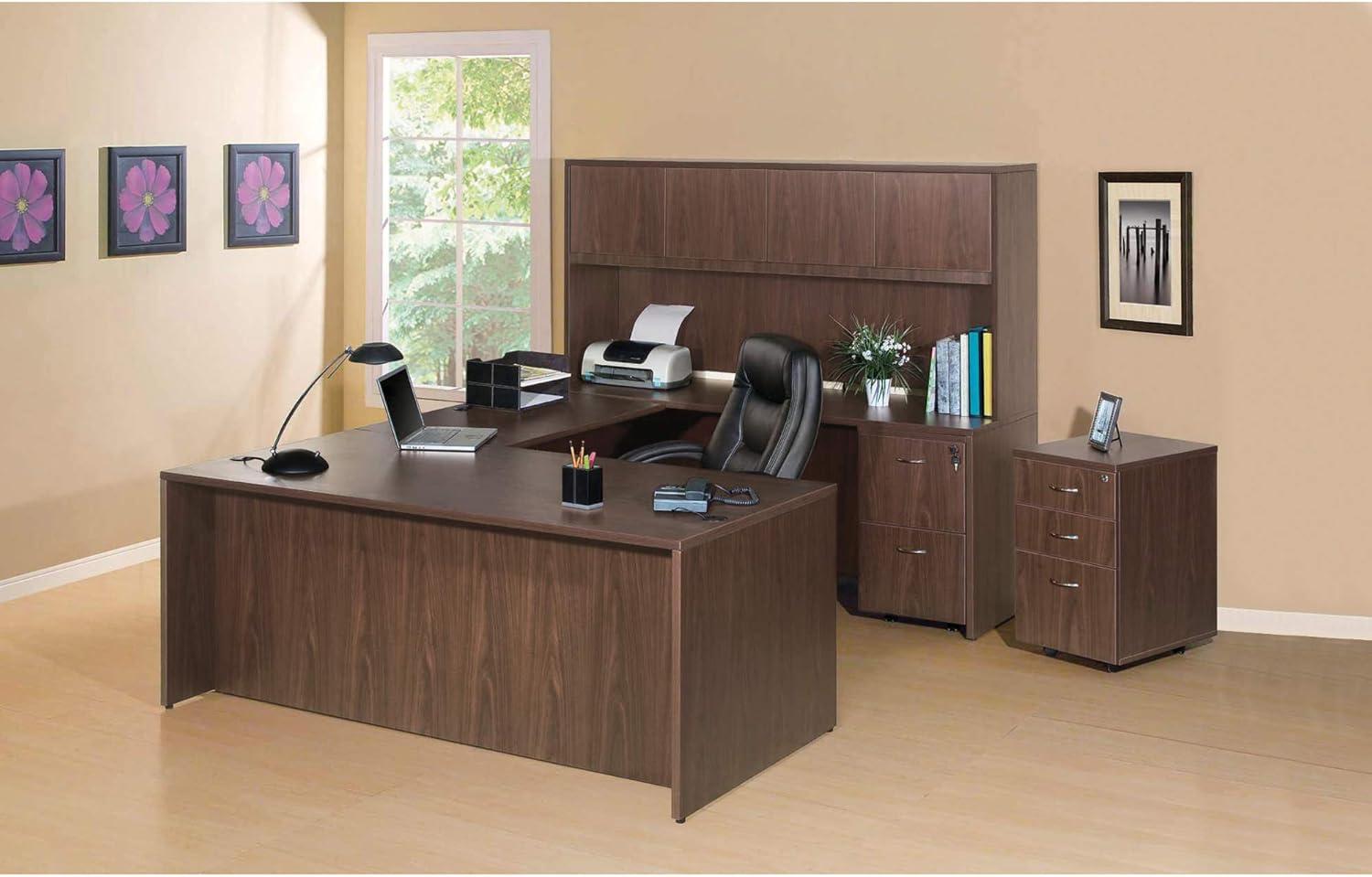 Walnut Laminate 2-Drawer Lockable Lateral File Cabinet