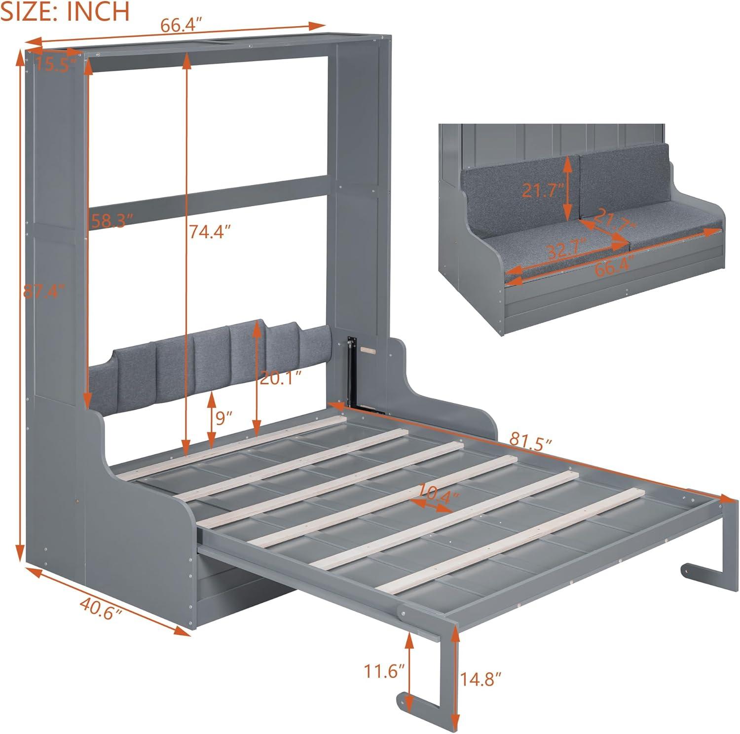 HLILish Queen Size Murphy Bed Wall Bed With Cushion