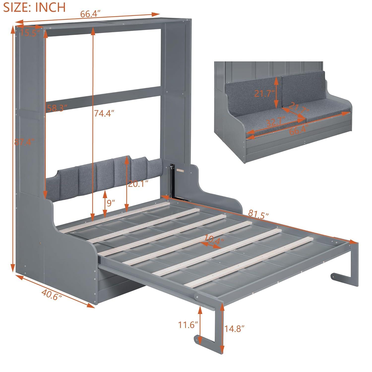 HLILish Queen Size Murphy Bed Wall Bed With Cushion