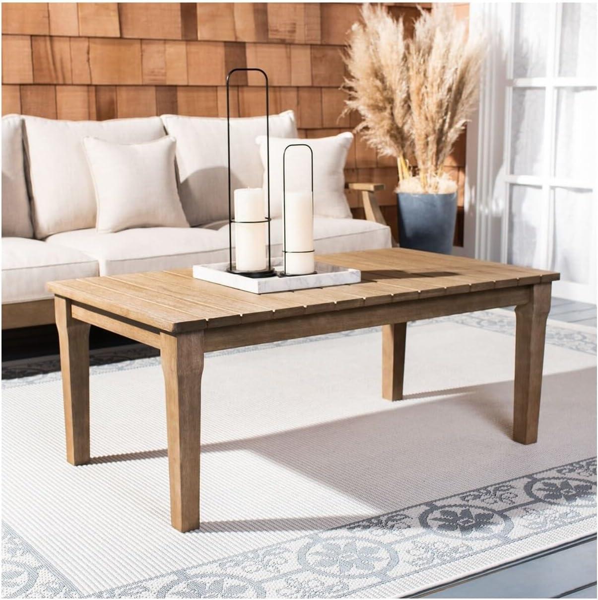 Martinique Wood Patio Coffee Table - Natural - Safavieh