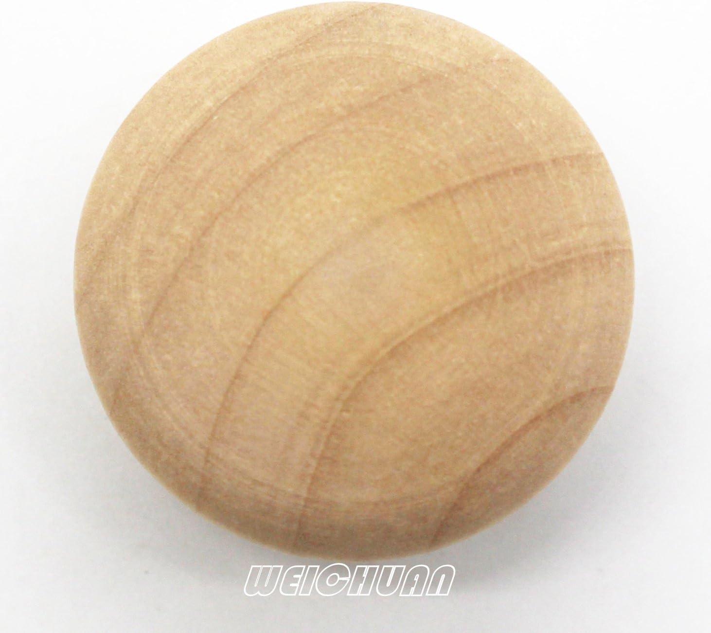 WEICHUAN 15-Pack Unfinished Solid Wood Knobs Pulls Handles - Round Natural Wooden Cabinet Knobs for Dresser Cabinet Wardrobe Cupboard and Furniture Drawer (Diameter: 1-3/8 Inches Height: 1 Inch)