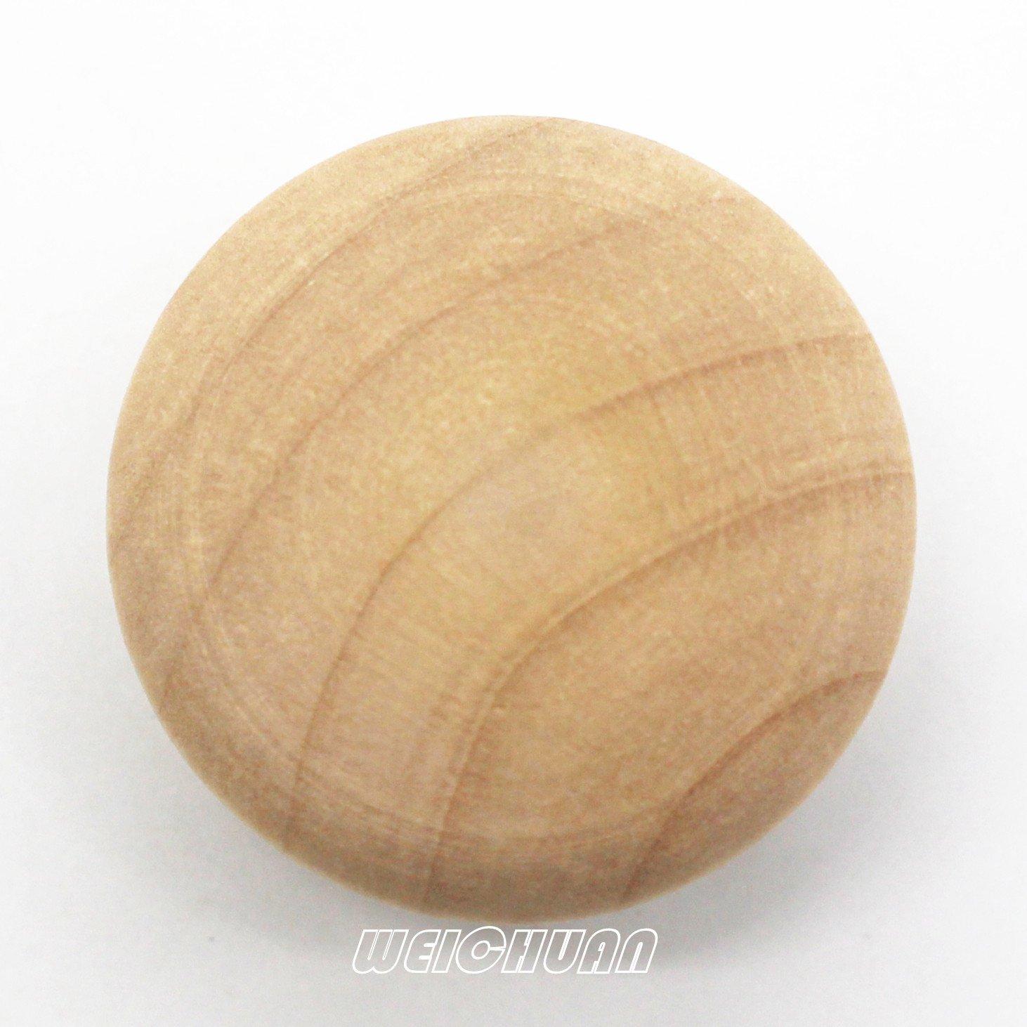 WEICHUAN 15-Pack Unfinished Solid Wood Knobs Pulls Handles - Round Natural Wooden Cabinet Knobs for Dresser Cabinet Wardrobe Cupboard and Furniture Drawer (Diameter: 1-3/8 Inches Height: 1 Inch)