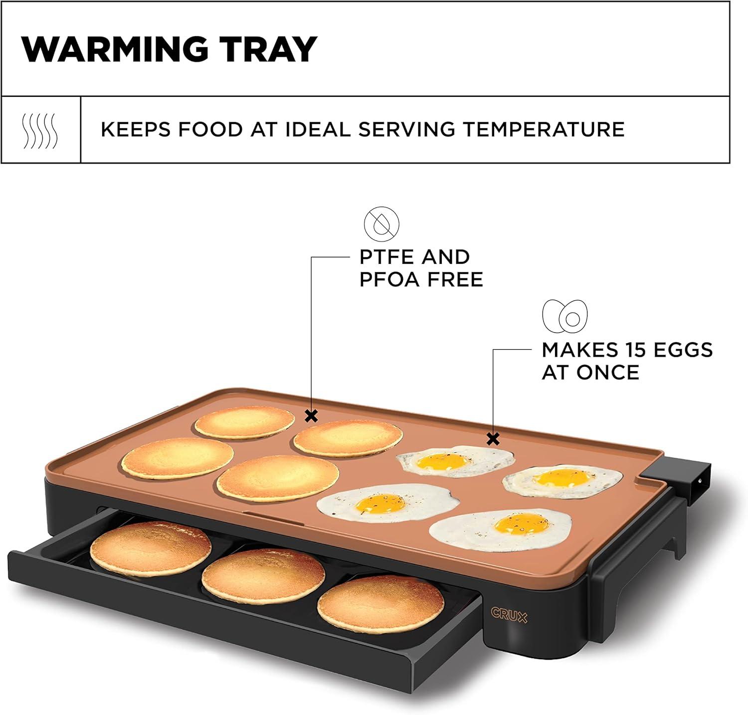 Extra Large Copper Ceramic Electric Griddle with Slide-Out Drip Tray